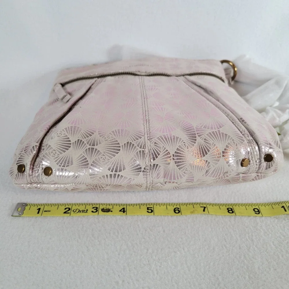 American Leather Co Womens Cypress Lavender Skies Leather Metallic Bag Pink